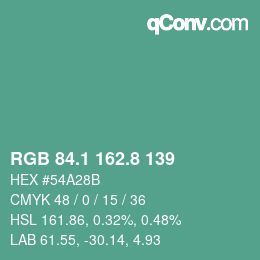 Color code: RGB 84.1 162.8 139 | qconv.com
