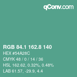 Color code: RGB 84.1 162.8 140 | qconv.com