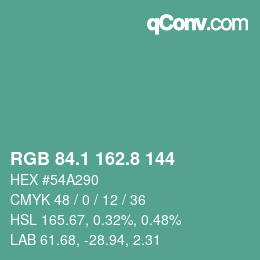 Color code: RGB 84.1 162.8 144 | qconv.com