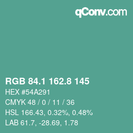 Color code: RGB 84.1 162.8 145 | qconv.com