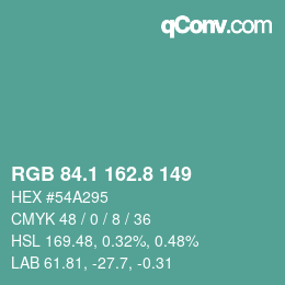 Color code: RGB 84.1 162.8 149 | qconv.com