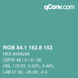 Color code: RGB 84.1 162.8 153 | qconv.com