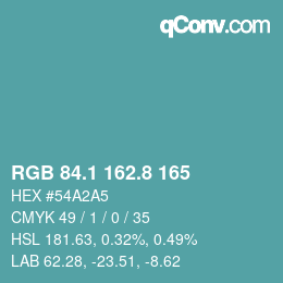 Color code: RGB 84.1 162.8 165 | qconv.com