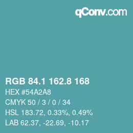 Color code: RGB 84.1 162.8 168 | qconv.com