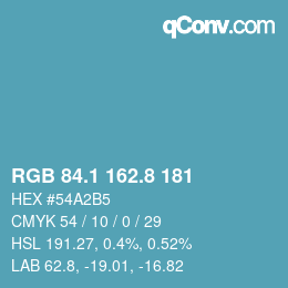 カラーコード: RGB 84.1 162.8 181 | qconv.com