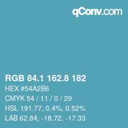 Color code: RGB 84.1 162.8 182 | qconv.com