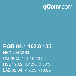 カラーコード: RGB 84.1 162.8 185 | qconv.com