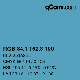 カラーコード: RGB 84.1 162.8 190 | qconv.com