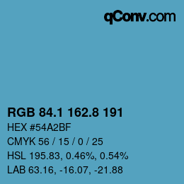 カラーコード: RGB 84.1 162.8 191 | qconv.com