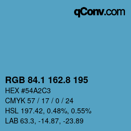 カラーコード: RGB 84.1 162.8 195 | qconv.com