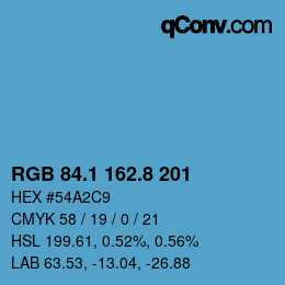 カラーコード: RGB 84.1 162.8 201 | qconv.com