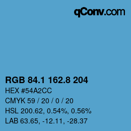 カラーコード: RGB 84.1 162.8 204 | qconv.com