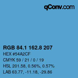 カラーコード: RGB 84.1 162.8 207 | qconv.com