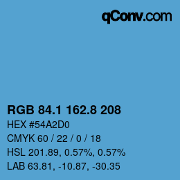 Color code: RGB 84.1 162.8 208 | qconv.com