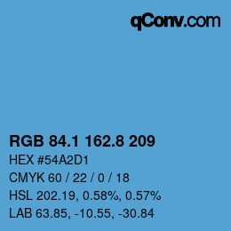 カラーコード: RGB 84.1 162.8 209 | qconv.com