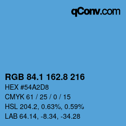 Color code: RGB 84.1 162.8 216 | qconv.com