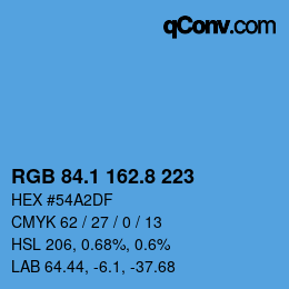 カラーコード: RGB 84.1 162.8 223 | qconv.com