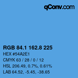Color code: RGB 84.1 162.8 225 | qconv.com