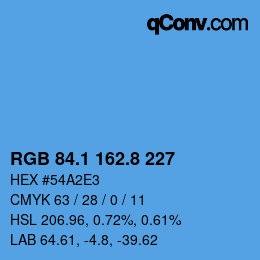 カラーコード: RGB 84.1 162.8 227 | qconv.com