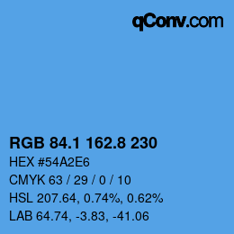 Color code: RGB 84.1 162.8 230 | qconv.com