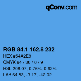 Color code: RGB 84.1 162.8 232 | qconv.com