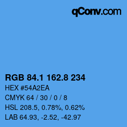 カラーコード: RGB 84.1 162.8 234 | qconv.com