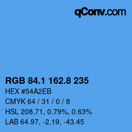 Color code: RGB 84.1 162.8 235 | qconv.com