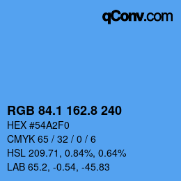 Color code: RGB 84.1 162.8 240 | qconv.com