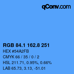Color code: RGB 84.1 162.8 251 | qconv.com