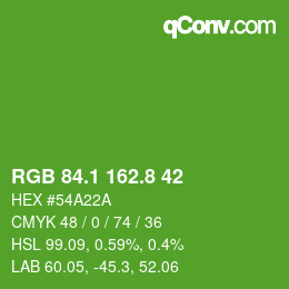 カラーコード: RGB 84.1 162.8 42 | qconv.com