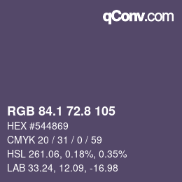 カラーコード: RGB 84.1 72.8 105 | qconv.com