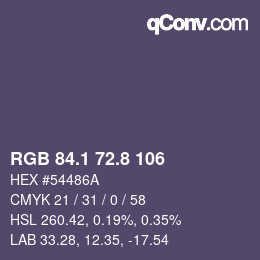 Color code: RGB 84.1 72.8 106 | qconv.com