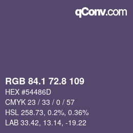 カラーコード: RGB 84.1 72.8 109 | qconv.com