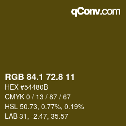 Color code: RGB 84.1 72.8 11 | qconv.com