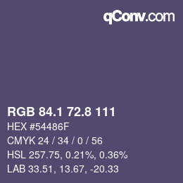 Color code: RGB 84.1 72.8 111 | qconv.com