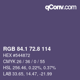 カラーコード: RGB 84.1 72.8 114 | qconv.com
