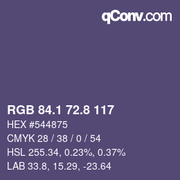 Color code: RGB 84.1 72.8 117 | qconv.com