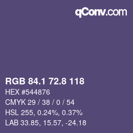 カラーコード: RGB 84.1 72.8 118 | qconv.com