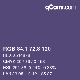 Color code: RGB 84.1 72.8 120 | qconv.com