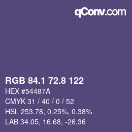 Color code: RGB 84.1 72.8 122 | qconv.com