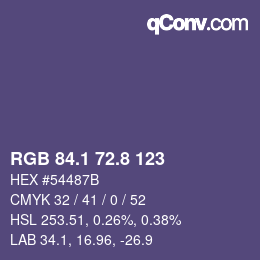 Color code: RGB 84.1 72.8 123 | qconv.com