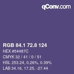 Color code: RGB 84.1 72.8 124 | qconv.com