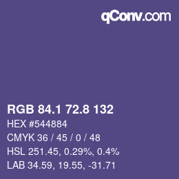 カラーコード: RGB 84.1 72.8 132 | qconv.com