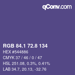 カラーコード: RGB 84.1 72.8 134 | qconv.com