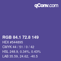 カラーコード: RGB 84.1 72.8 149 | qconv.com