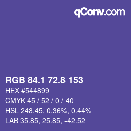 カラーコード: RGB 84.1 72.8 153 | qconv.com