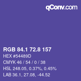 カラーコード: RGB 84.1 72.8 157 | qconv.com