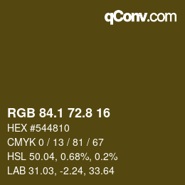 Color code: RGB 84.1 72.8 16 | qconv.com