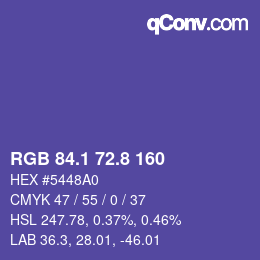 カラーコード: RGB 84.1 72.8 160 | qconv.com