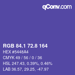 カラーコード: RGB 84.1 72.8 164 | qconv.com